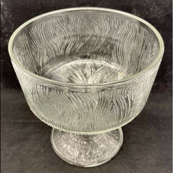 Vintage Hoosier Glass Wavy Clear Pedestal Candy Dish Compote - Picture 4 of 13